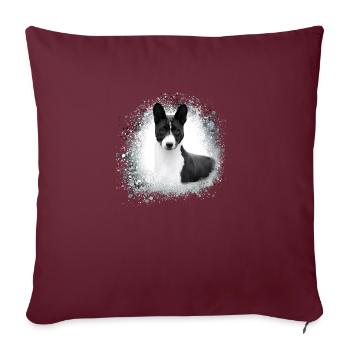basenji,chien,graffiti,peinture - Housse de coussin décorative 45 x 45 cm - bordeaux - Devant