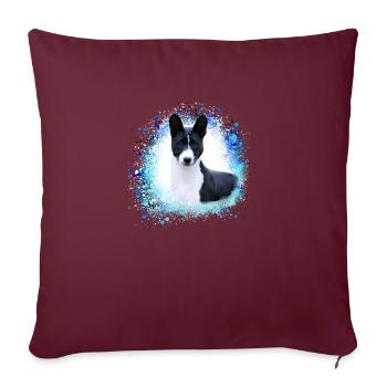 basenji,chien,graffiti,peinture - Housse de coussin décorative 45 x 45 cm - bordeaux - Devant