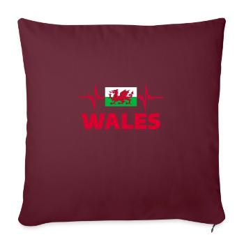 Pays de Galles Football 2022 Pays de Galles Heartbeat Drapeau du Pays de Galles - Housse de coussin décorative 45 x 45 cm - bordeaux - Devant