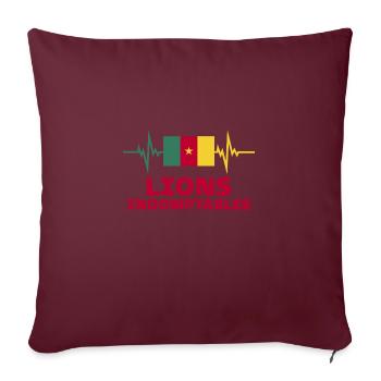 Cameroun Football 2022 battement de cœur Cameroun - Housse de coussin décorative 45 x 45 cm - bordeaux - Devant