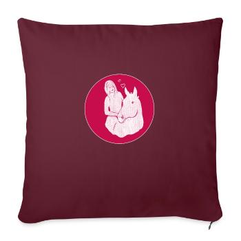Cheval fille l'amour cheval et femme - Housse de coussin décorative 45 x 45 cm - bordeaux - Devant