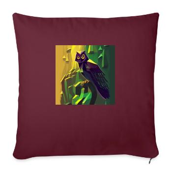 Hibou Art 1 - Housse de coussin décorative 45 x 45 cm - bordeaux - Devant