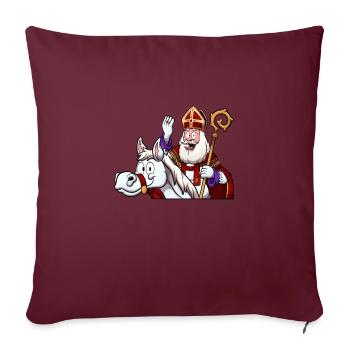 Saint Nicolas à cheval - Housse de coussin décorative 45 x 45 cm - bordeaux - Devant