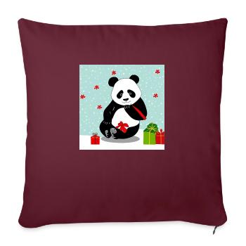 Panda de Noël - Housse de coussin décorative 45 x 45 cm - bordeaux - Devant