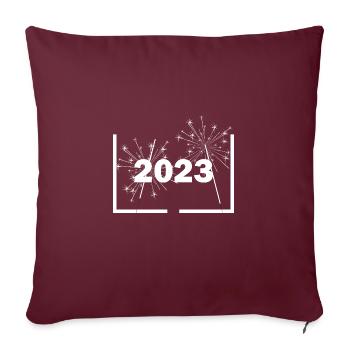 Réveillon du Nouvel An 2023 - Housse de coussin décorative 45 x 45 cm - bordeaux - Devant