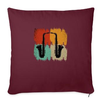 Saxophone rétro - Housse de coussin décorative 45 x 45 cm - bordeaux - Devant