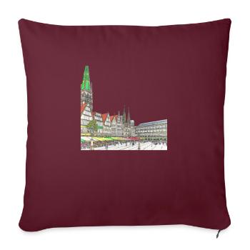 Dessin de marché - Housse de coussin décorative 45 x 45 cm - bordeaux - Devant