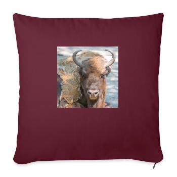Amerikanischer Bison Europäischer Wisent - Sofakissenbezug 45 x 45 cm - Burgunderrot - Vorne