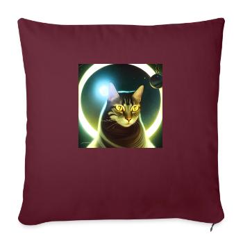 Le chat de l’univers - Housse de coussin décorative 45 x 45 cm - bordeaux - Devant