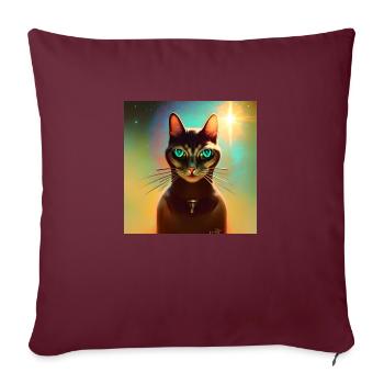 Le chat de l’univers - Housse de coussin décorative 45 x 45 cm - bordeaux - Devant