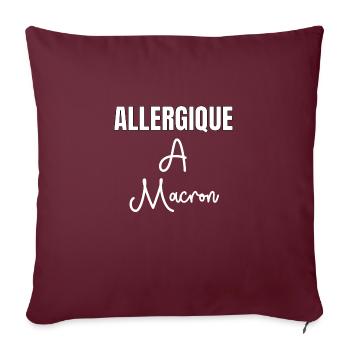 Allergique à Macron - Housse de coussin décorative 45 x 45 cm - bordeaux - Devant