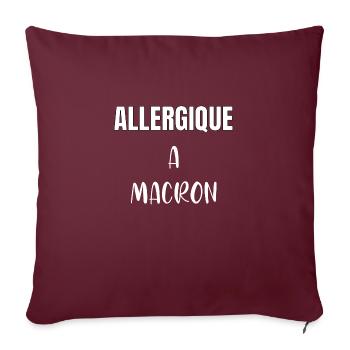 Allergique à Macron - Housse de coussin décorative 45 x 45 cm - bordeaux - Devant
