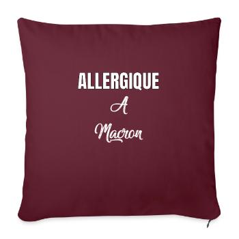 Allergique à Macron - Housse de coussin décorative 45 x 45 cm - bordeaux - Devant