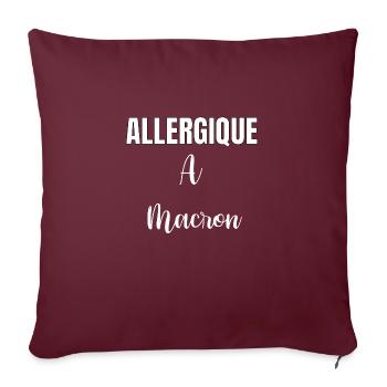 Allergique à Macron - Housse de coussin décorative 45 x 45 cm - bordeaux - Devant