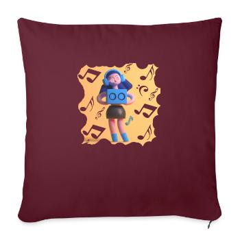 DRÔLE D’ILLUSTRATION MUSICALE FILLE 1 - Housse de coussin décorative 45 x 45 cm - bordeaux - Devant