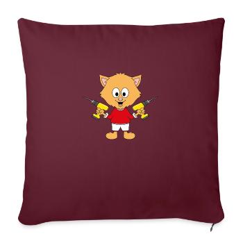 KATZE - KATER - BOHRER - HANDWERKER - TIER - Sofakissenbezug 45 x 45 cm - Burgunderrot - Vorne