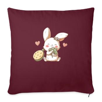 lapin tout chou - Housse de coussin décorative 45 x 45 cm - bordeaux - Devant