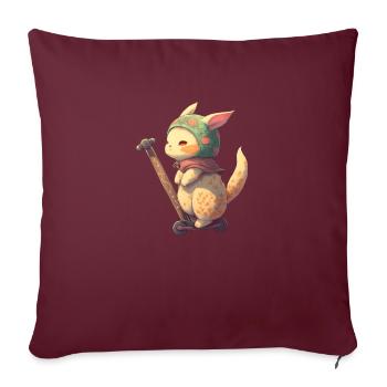 chat trottinette - Housse de coussin décorative 45 x 45 cm - bordeaux - Devant