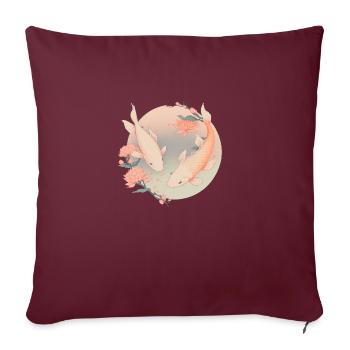 Carpe koi - illustration - Housse de coussin décorative 45 x 45 cm - bordeaux - Devant