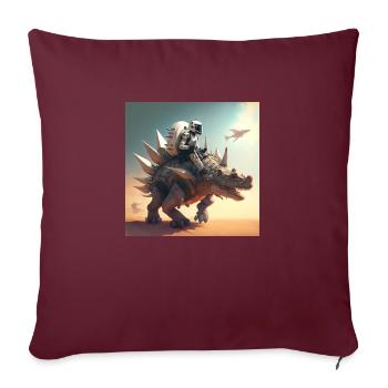 Astronaute chevauchant un stégosaure robotique - Housse de coussin décorative 45 x 45 cm - bordeaux - Devant