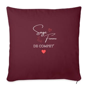 sage femme de competition - Housse de coussin décorative 45 x 45 cm - bordeaux - Devant