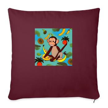 Fruit Frenzy Monkey - Housse de coussin décorative 45 x 45 cm - bordeaux - Devant