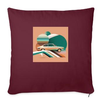 illustration voiture 70s couleur art - Housse de coussin décorative 45 x 45 cm - bordeaux - Devant
