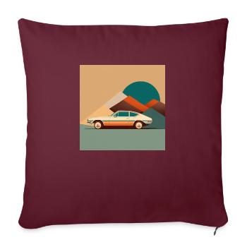 illustration voiture 70s couleur art - Housse de coussin décorative 45 x 45 cm - bordeaux - Devant