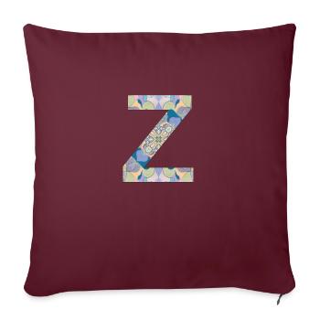 Lettre Z en mandala - Housse de coussin décorative 45 x 45 cm - bordeaux - Devant