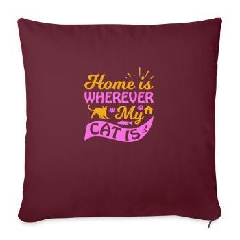 La maison est là où se trouve mon chat - Housse de coussin décorative 45 x 45 cm - bordeaux - Devant