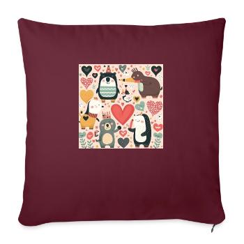 Amour de dessin animé - Housse de coussin décorative 45 x 45 cm - bordeaux - Devant