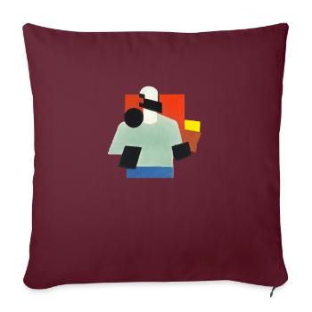 Virtuelle Realität - Suprematismus-Stil - KI Kunst - Sofakissenbezug 45 x 45 cm - Burgunderrot - Vorne