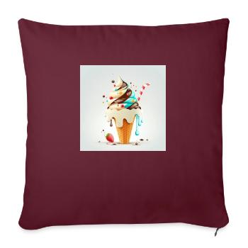 Cornet de glace cartoon - Housse de coussin décorative 45 x 45 cm - bordeaux - Devant