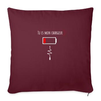 tu es mon chargeur-amour - Housse de coussin décorative 45 x 45 cm - bordeaux - Devant
