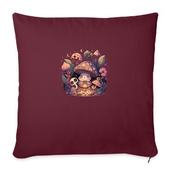 Champignon Cottage Core - Housse de coussin décorative 45 x 45 cm - bordeaux - Devant