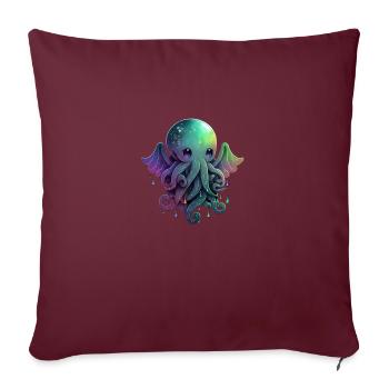 Cthulhu: Le monstre pieuvre Kawaii - Housse de coussin décorative 45 x 45 cm - bordeaux - Devant