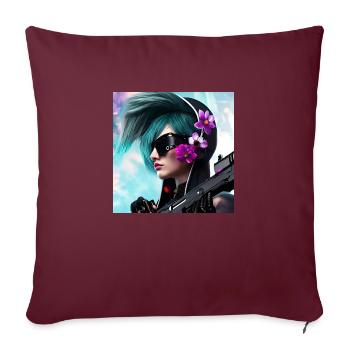 Lunettes de soleil Cyber style Girl Woman Flower - Housse de coussin décorative 45 x 45 cm - bordeaux - Devant
