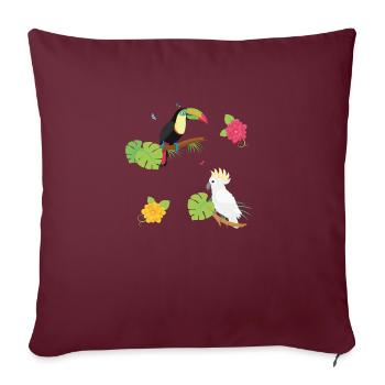 Oiseaux tropicaux - Housse de coussin décorative 45 x 45 cm - bordeaux - Devant