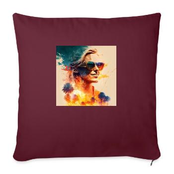 Une femme au soleil - Housse de coussin décorative 45 x 45 cm - bordeaux - Devant