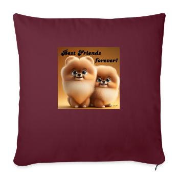 POMMERANIAN 2 BFF Hundewelpen niedlich klein süss - Sofakissenbezug 45 x 45 cm - Burgunderrot - Vorne