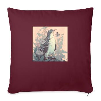En harmonie avec le manchot de la nature - Housse de coussin décorative 45 x 45 cm - bordeaux - Devant