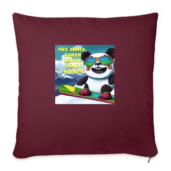 Panda auf Snowboard Variante 1 Text - Sofakissenbezug 45 x 45 cm - Burgunderrot - Vorne
