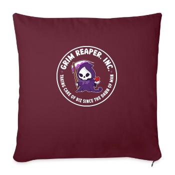Funny Grim Reaper Inc. Logo, Goth Dark Humor - Sofakissenbezug 45 x 45 cm - Burgunderrot - Vorne
