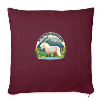 Norwegisches Fjordpferd auf Gras-Pferde - Sofakissenbezug 45 x 45 cm - Burgunderrot - Vorne