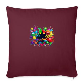 Arcade Neon Gaming Monster - Sofakissenbezug 45 x 45 cm - Burgunderrot - Vorne