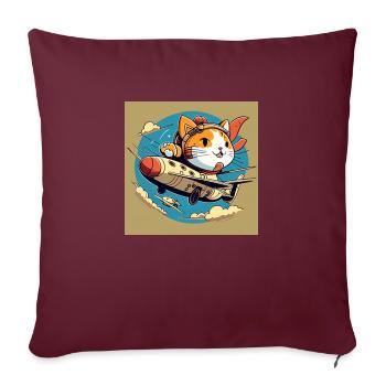 Cartoon chat volant - Housse de coussin décorative 45 x 45 cm - bordeaux - Devant