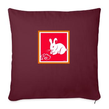 Lièvre chinois - Housse de coussin décorative 45 x 45 cm - bordeaux - Devant