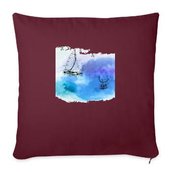 Aquarelle : Adventure Ocean - Housse de coussin décorative 45 x 45 cm - bordeaux - Devant