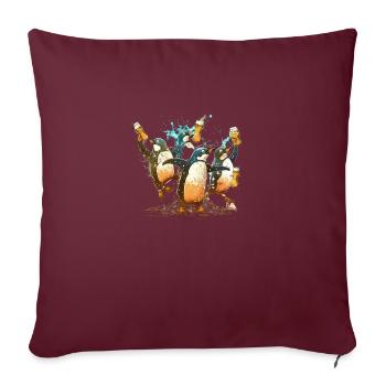 Lustige Bier Pinguin Party - Sofakissenbezug 45 x 45 cm - Burgunderrot - Vorne