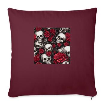 Skulls and roses - Sofa pillowcase 17,3'' x 17,3'' (45 x 45 cm) - burgundy - Front